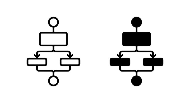 Flowchart Icons Set, Process Diagram Symbols, Algorithm Steps, Decision Tree Graphics