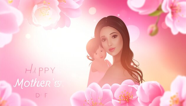 Elegant Anneler G&uuml;n&uuml; Celebration Background with Mother and Child Floral Design