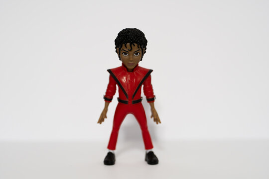 Bucharest Romania 19 May 2026.Collectible toy figurine inspired by pop music icon Michael Jackson, photographed in studio on a clean white background.