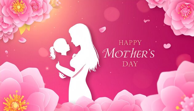 Elegant Anneler G&uuml;n&uuml; Celebration Background with Mother and Child Floral Design