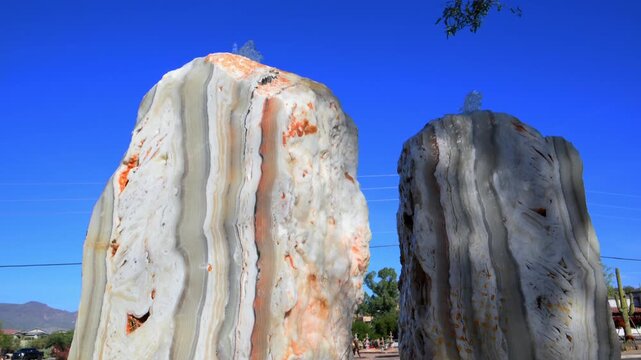 Cave Creek, Arizona. A natural water feature built with a large stone slab