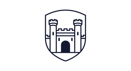 Black and white castle shield icon. © Laga