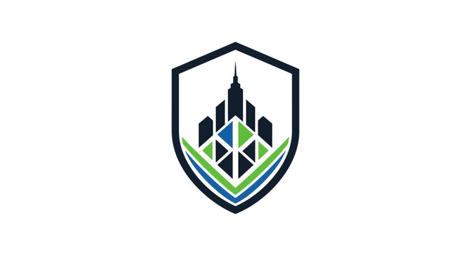City Skyline Shield Emblem Logo.
