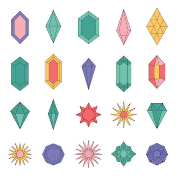 Assorted Geometric Gemstone Shapes in Pastel Colors