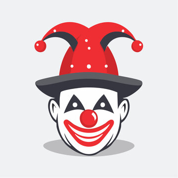 Clown Face with Red Jester Hat