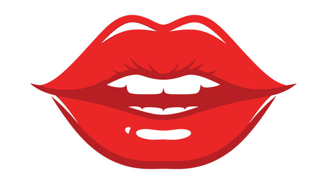 Smiling red lips with white teeth happy expression