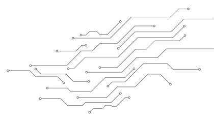 Fototapeta premium Circuit board pattern on white background, grey electronic motherboard traces, digital technology connection lines for tech branding