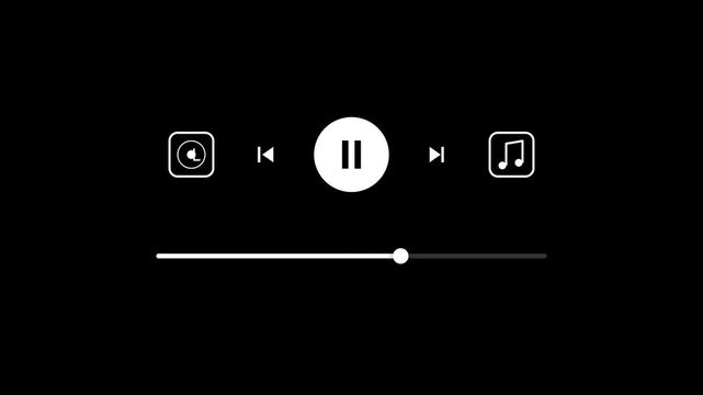A screenshot of music player interface with pause button and controls