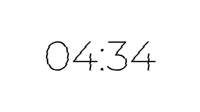 5 minutes countdown timer animation in 1 minute on transparent background, five minutes countdown video with alpha channel , 5 min countdown 4k video