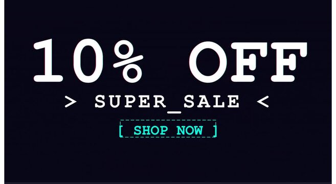 10 percent off super sale motion with shop now button overlay animation