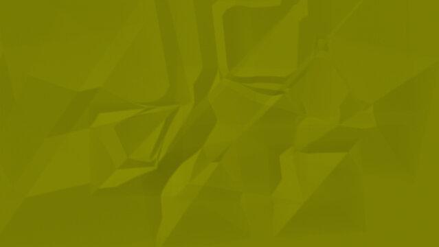 Abstract low poly polygonal geometric crumpled paper texture background with dynamic shadows and highlights in a uniform golden olive color scheme creating a textured surface