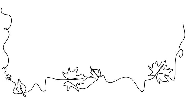 Pumkin continuous one line drawing animation.Self animated continuous one line drawing video, Thanksgiving Day single line animated illustration with pumpkin vegetable composition. . One continuous