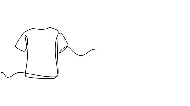 Self drawing line animation T-shirt printing continuous line drawn concept video, Animation of a single line drawing of t-shirt. Continuous contour movement of a t-shirt. Continuous video with one