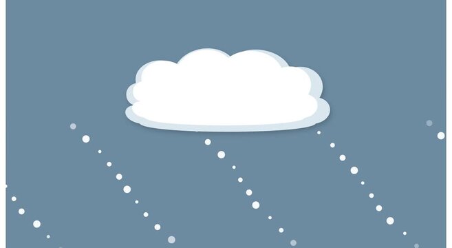 Animated rain cloud with falling droplets on blue animation background