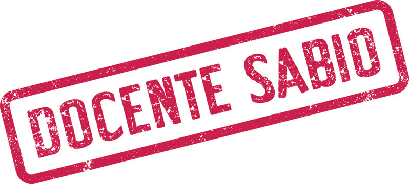 Docente Sabio official stamp with textured crimson ink impression signifies profound educational wisdom