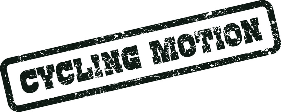 Dynamic Cycling Motion distressed grunge rubber stamp featuring black text on a clean white background