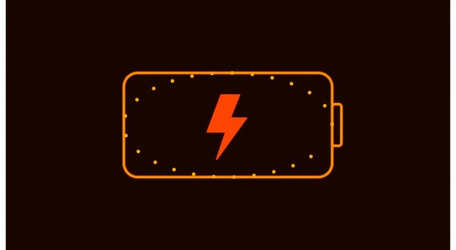 Battery charging animation with pulsing lightning bolt energy symbol animation