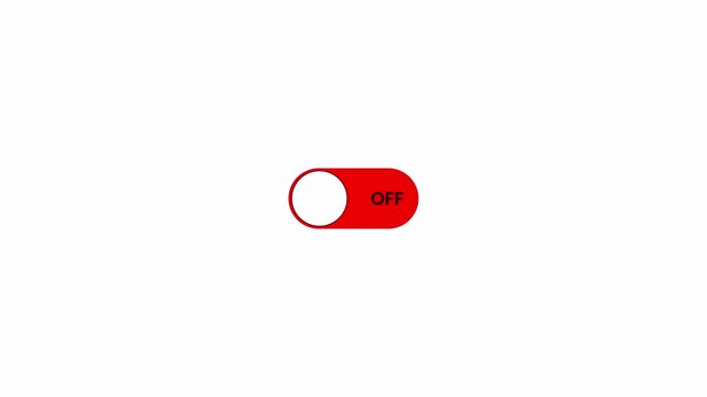 switch on off button icon animation on transparent background, slider turn bar isolated, Toggle switch button animation in 4k.