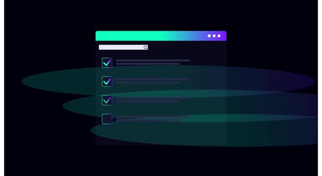 Digital interface checklist and clock animation for task management animation