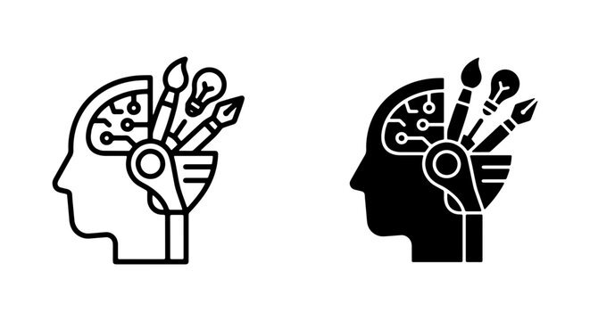 Creative Mind Icon Set, Innovation Brain Vector Art, Idea Generation Tools, Artistic Concept Graphics