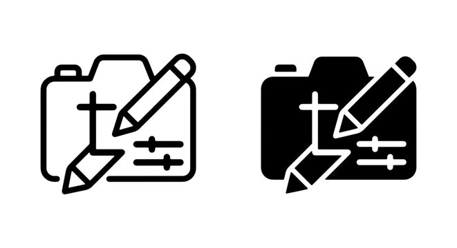 Photography Editing Icons, Camera Settings Tools, Creative Design Elements, Vector Graphics