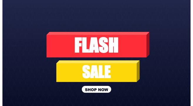 Flash sale promotion banner with shop now button for e-commerce marketing animation
