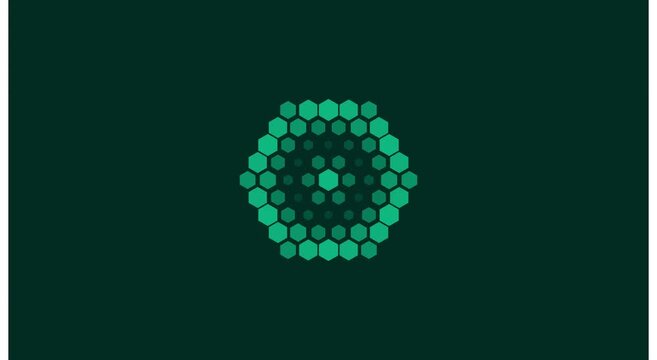 Green hexagon pattern motion background: abstract geometric animation