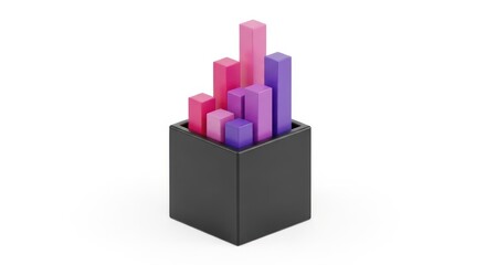 Naklejka premium Colorful 3d bar chart graphics in a black box