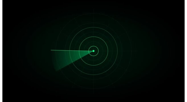 Green radar screen scanning motion for military and tech interface animation