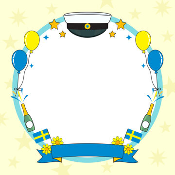 Swedish graduations. Congratulations on graduation! frame vector illustration. The Swedish student cap. 