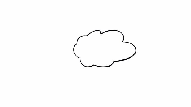 Hand drawn cloud shape or speech bubble black line art doodle