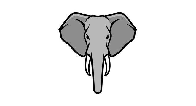 Gray Elephant Head with Tusks.