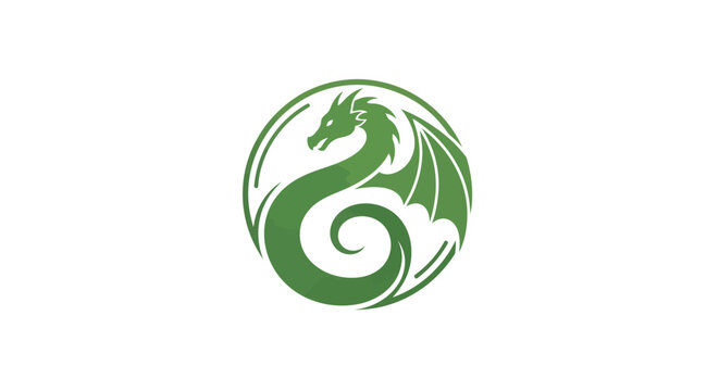 Green dragon logo emblem icon symbol.