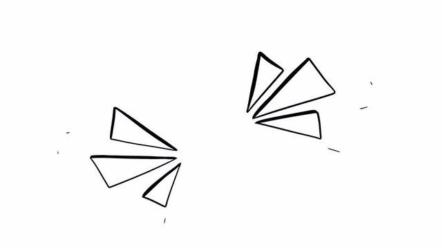 Hand drawn abstract geometric triangle elements burst or sparkle black line art doodle