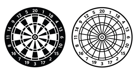 dartboard silhouette on white background game target with numbers © Nazrul