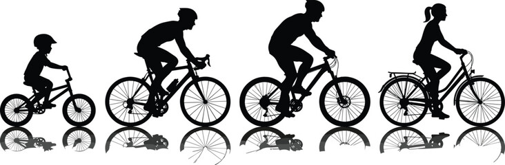 Fototapeta premium Black and white of cyclists riding bicycles on a road desi