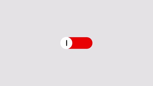 switch on off button icon animation on transparent background, slider turn bar isolated, Toggle switch button animation in 4k.