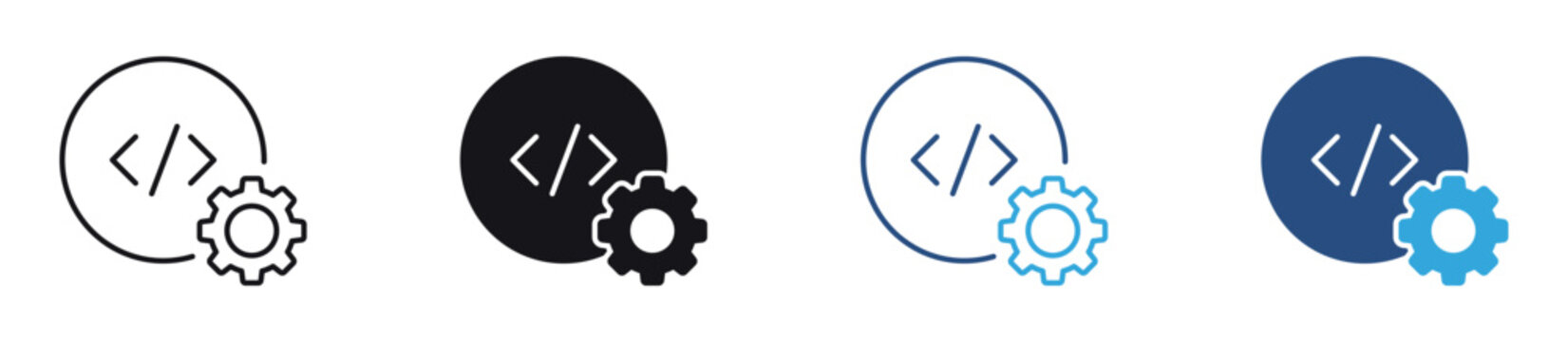 Software Development Icon Set, Coding System, Programming Technology and Technical Support concept icon, vector illustration.