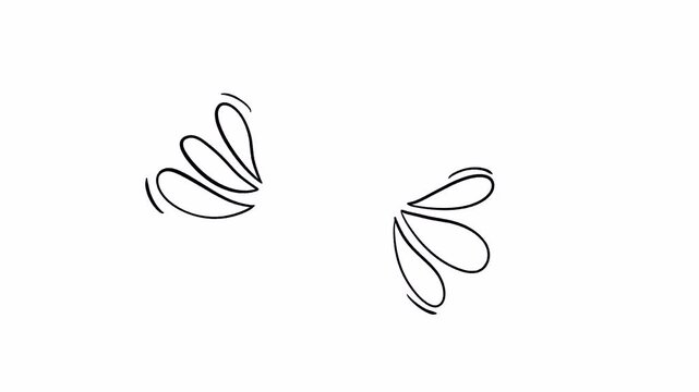 Hand drawn abstract drop elements splash or wings black line art doodle