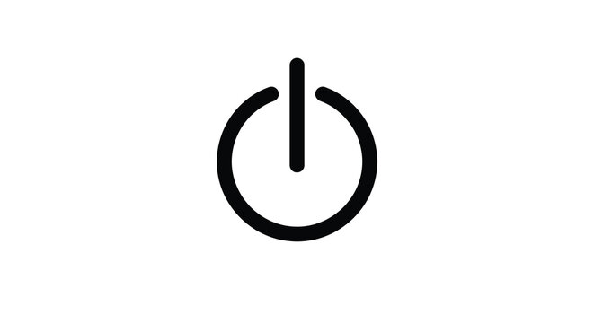 power button icon black on white background
