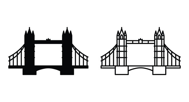 tower bridge silhouettes on white background