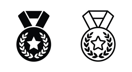 Fototapeta premium medal icon set black and white linear style