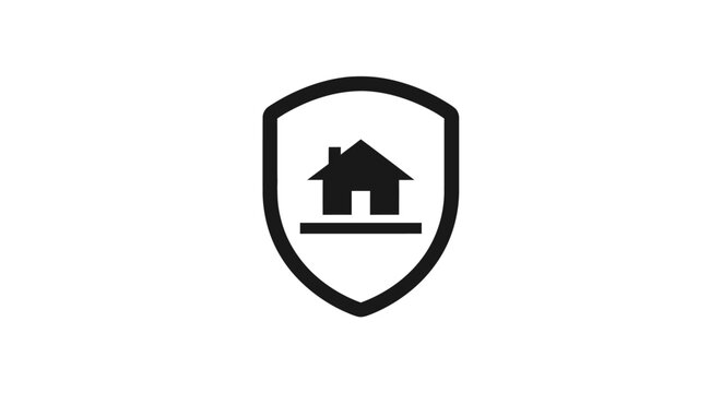 Shield with house logo symbol icon.
