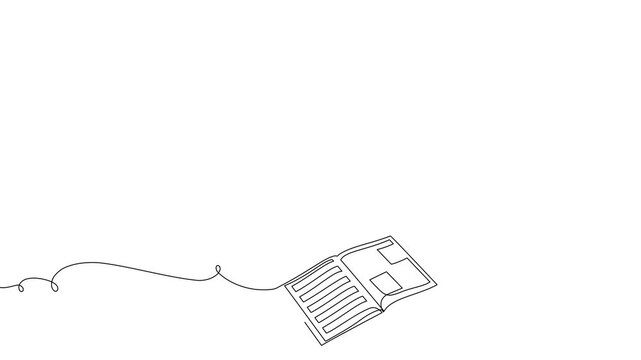 Continuous one line book drawing art paper stack pen vector document. Book art pen open concept continue hand notebook people sketch signature style icon school abstract summary education notepad