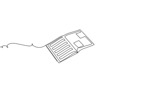 Continuous one line book drawing art paper stack pen vector document. Book art pen open concept continue hand notebook people sketch signature style icon school abstract summary education notepad
