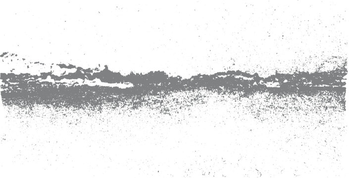 Abstract grey textured grunge horizontal stripe with scattered speckles on white background