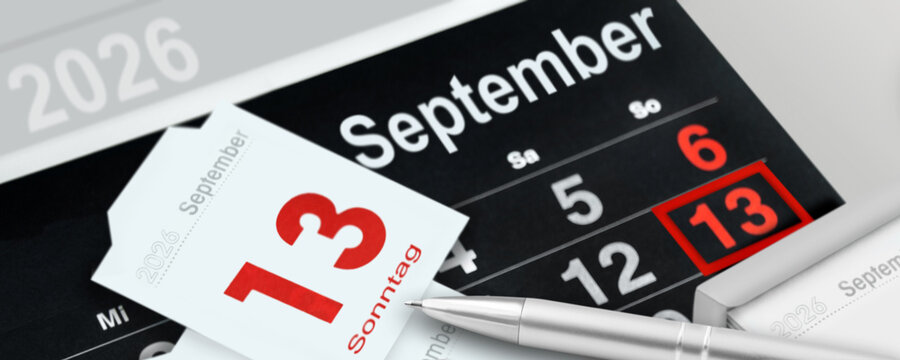 Deutscher Kalender 13. September 2026 Sonntag