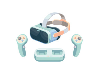 Virtual reality headset with motion controllers © MD