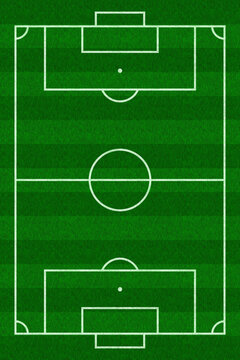 Soccer field. Football stadium. Green grass with line isolated on white background for design prints. Front yard top view. Border frame park sport play. Formation competition. Vector illustration