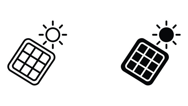 Solar panel and sun icon renewable energy source